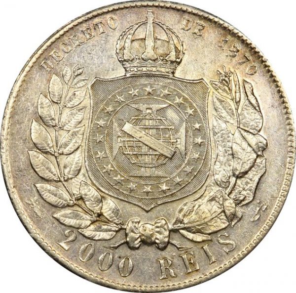 Βραζιλία Brazil 2000 Reis 1889 Silver