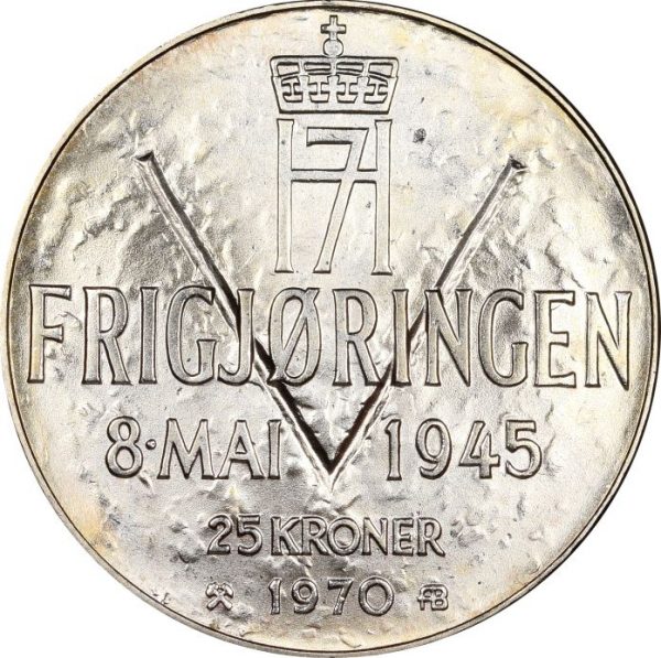Νορβηγία Norway 25 Kroner 1970 Silver Brilliant Uncirculated