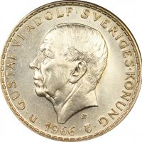 Σουηδία Sweden 5 Kronor 1966 Silver Uncirculated