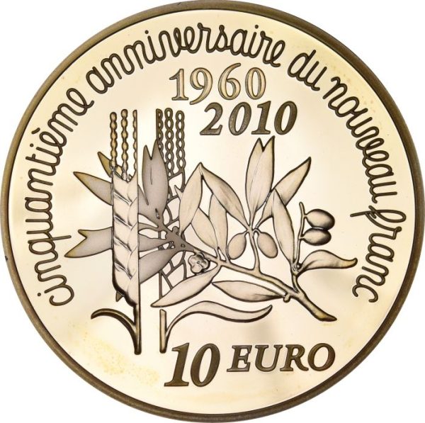 Γαλλία France 10 Euro 2010 Silver 50th Anniversary Of New Franc