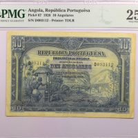 Angola Republic Of Portugal 10 Angolares 1926 PMG 25 Rare