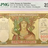 Tahiti Bank Of Indochina 100 Francs 1963 PMG 25
