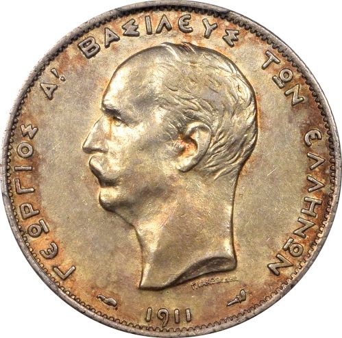 Ελλάδα Νόμισμα Ασημένιο 2 Δραχμές 1911 PCGS AU58