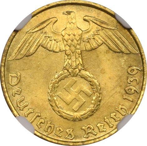 Γερμανία Germany 5 Pfennig 1939 F NGC MS64