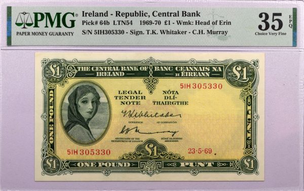 Ιρλανδία Ireland Republic 1 Pound 1969 PMG 35EPQ
