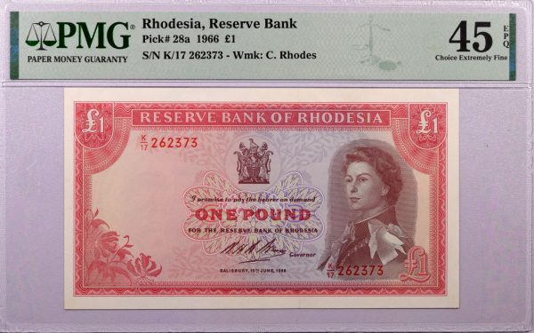 Ροδεσία Rhodesia 1 Pound 1966 PMG 45EPQ