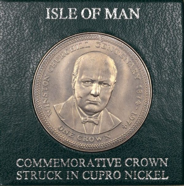 Νήσοι Του Μαν Isle Of Man Winston Churchill Crown 1974 In Plastic Case