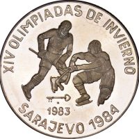 Κούβα 5 Pesos 1983 Sarajevo Winter Olympics Silver Brilliant Uncirculated