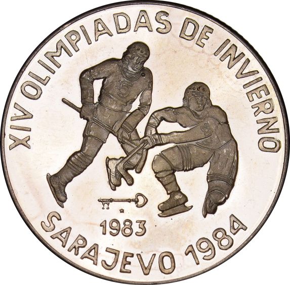Κούβα 5 Pesos 1983 Sarajevo Winter Olympics Silver Brilliant Uncirculated