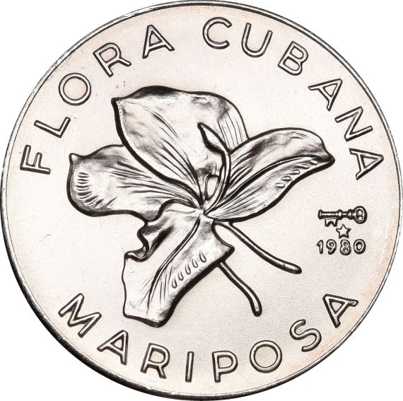 Κούβα 5 Pesos 1980 Flora Cubana Silver Brilliant Uncirculated
