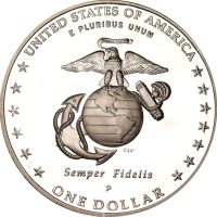United States Of America 2005 Proof Silver Dollar US Marines