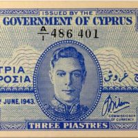 Government Of Cyprus 3 Piastres 1943 Uncirculated