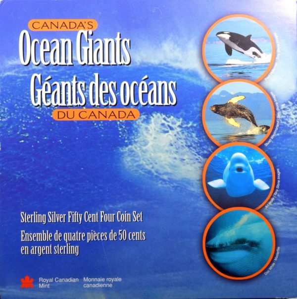 Canada 1998 Ocean Giants (Whales) Set Of Four 50 Cent Silver Coins
