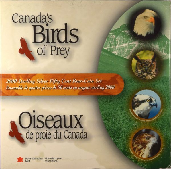 Canada 2000 Canada's Birds Of Prey Set Of Four 50 Cent Silver Coins