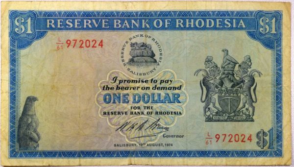 Χαρτονόμισμα Ροδεσία Rhodesia Banknote 1 Dollar 1974