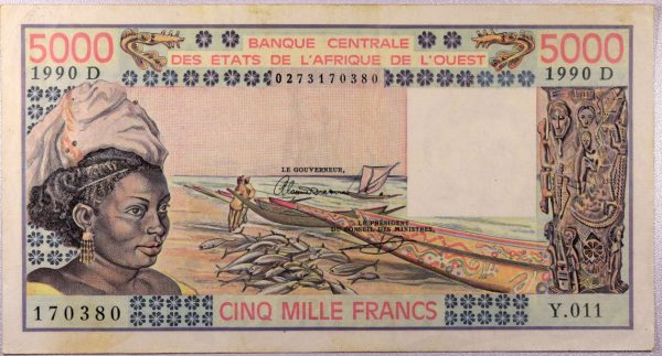 Χαρτονόμισμα Δυτική Αφρική Banknote West Africa 5000 Francs 1990