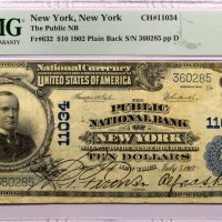 United States Of America 10 Dollars 1902 National Bank Of New York PMG 25