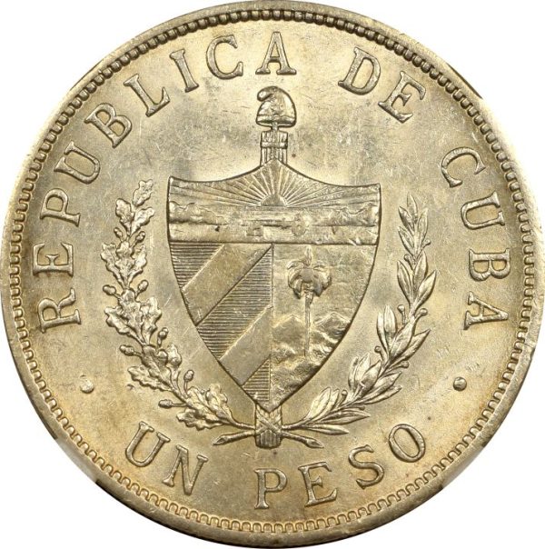 Κούβα 1 Peso 1934 First Republic Silver CCG AU58