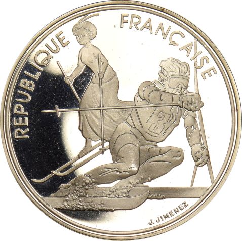 Γαλλία France 100 Francs 1990 Silver Proof Albertville 1992 Winter Olympics