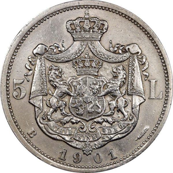 Ρουμανία Romania 5 Lei 1901 Silver Nice Grade Low Mintage