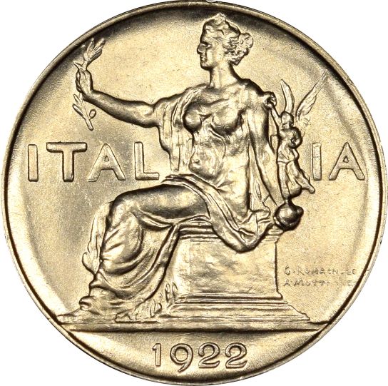 Ιταλία Italy 1 Lire 1922 Uncirculated Condition