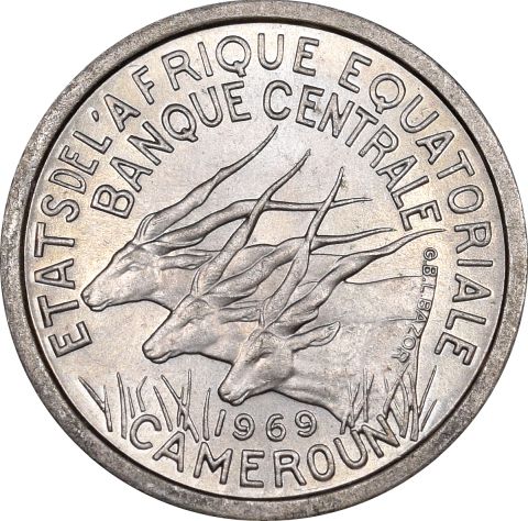 Καμερούν Cameroon 1 Franc 1969 Brilliant Uncirculated