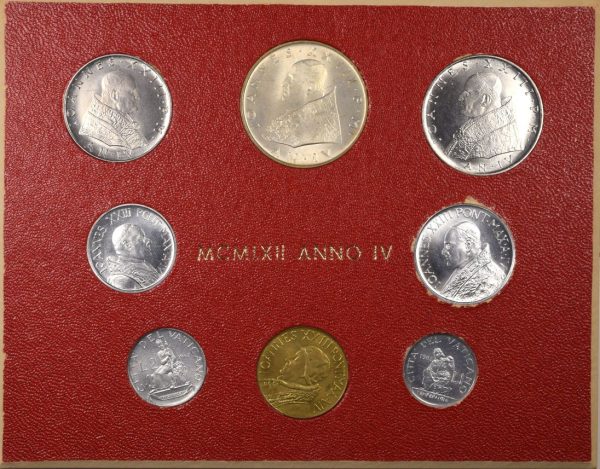 Vatican Pope 8 Coin Mint Set 1962 With Silver Coin