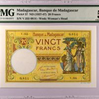 Χαρτονόμισμα Μαδαγασκάρη Banknote Madagascar 20 Francs 1937-47 PMG 58