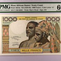 Χαρτονόμισμα Δυτική Αφρική Banknote West African States Ivory Coast 1000 Francs 1959-65 PMG 66EPQ