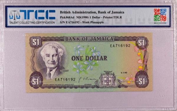 Χαρτονόμισμα Τζαμάικα Banknote Jamaica 1 Dollar 1990 TCC 67EPQ