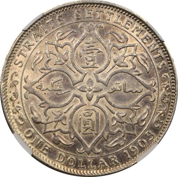 Straits Settlements 1 Dollar 1903 Silver Edward VII NGC AU Details