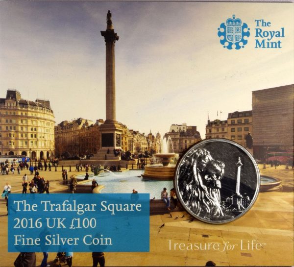 British Royal Mint Silver Proof £100 2016 The Trafalgar Square