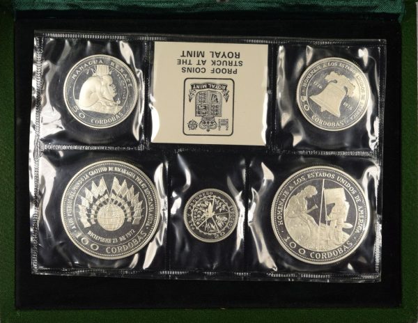 Νικαράγουα Nicaragua 1975 Proof Silver Coin Set With Case And COA