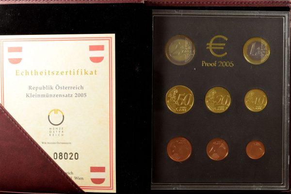 Αυστρία Austria 2005 Official Proof Euro Coin Set With Box And COA