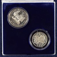 Ιταλία Italy Official 1989 2 Silver Coin Set In Case With COA