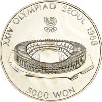 Κορέα Seoul Korea 1988 Olympic 5000 Won Silver 1987 Olympic Stadium