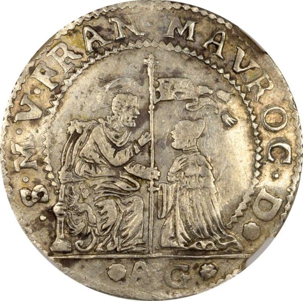 Βενετία Venice Francesco Morosini 1684 Silver Ducato Dav 4280 NGC AU53