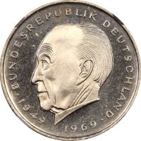 Γερμανία Germany 2 Mark 1969J Konrad Adenauer Proof NGC PF67 Rare