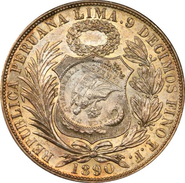 Γουατεμάλα Guatemala 1894 Silver Peso Counterstamped On Peru 1890 Sol