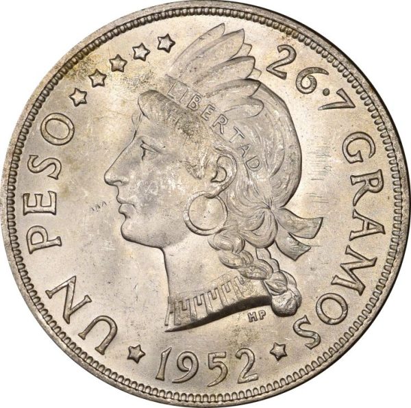 Δομινικανή Δημοκρατία Dominican Republic Silver 1 Peso 1952 Brilliant Uncirculated