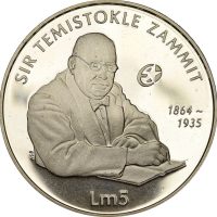 Μάλτα Malta 5 Lira 2006 Silver Proof Sir Temistokle Zammit