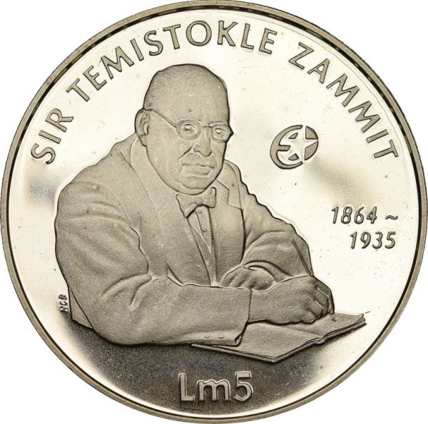 Μάλτα Malta 5 Lira 2006 Silver Proof Sir Temistokle Zammit