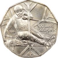 Αυστρία Austria 5 Euro 2005 Silver 100 Years Ski Sports Brilliant Uncirculated
