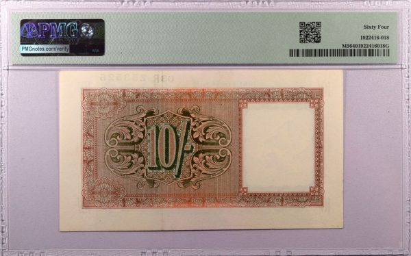 British Military Authority 10 Shillings 1943 PMG 64 Block R Greece - Image 2