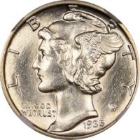 Ηνωμένες Πολιτείες United States Silver 1935 Mercury Dime NGC MS61
