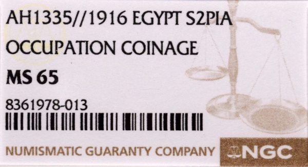Αίγυπτος Egypt 2 Piastres 1916 Occupation Coinage NGC MS65 - Image 3