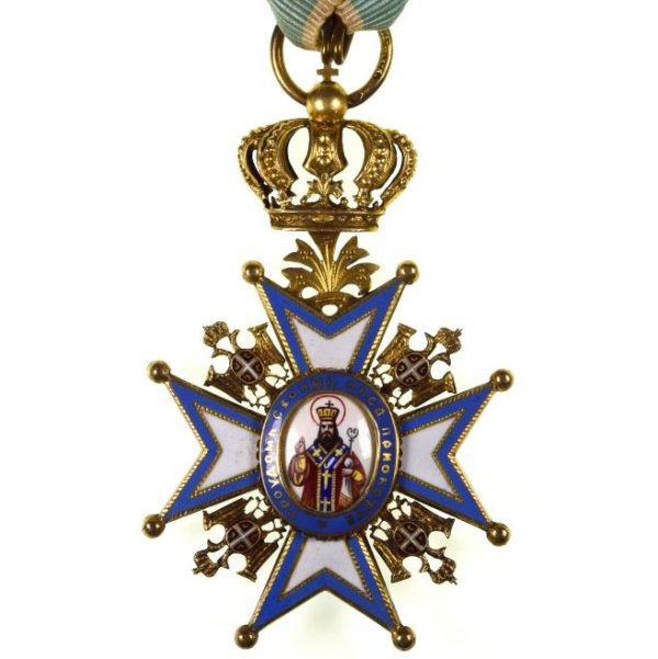 Serbia WWI Order Of Saint St Sava 1883 4th Class Knight's Cross With Box