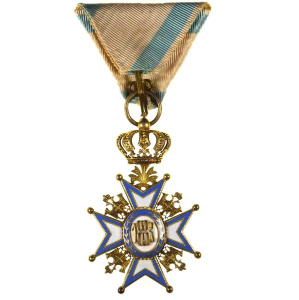 Serbia WWI Order Of Saint St Sava 1883 4th Class Knight's Cross With Box - Image 3