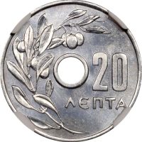 Ελλάδα Νόμισμα Παύλος 20 Λεπτά 1959 PCGS MS66