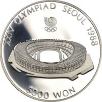 Κορέα Seoul Korea 1988 Olympic 5000 Won Silver 1987 Olympic Stadium